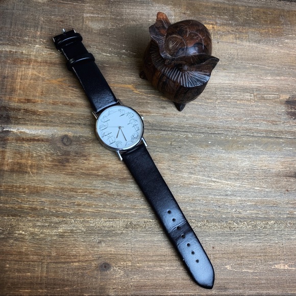 Cat Nap Japanese Faux Leather Fashion Watch - Picture 2 of 5